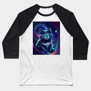 Space Cat - Modern Digital Art Baseball T-Shirt